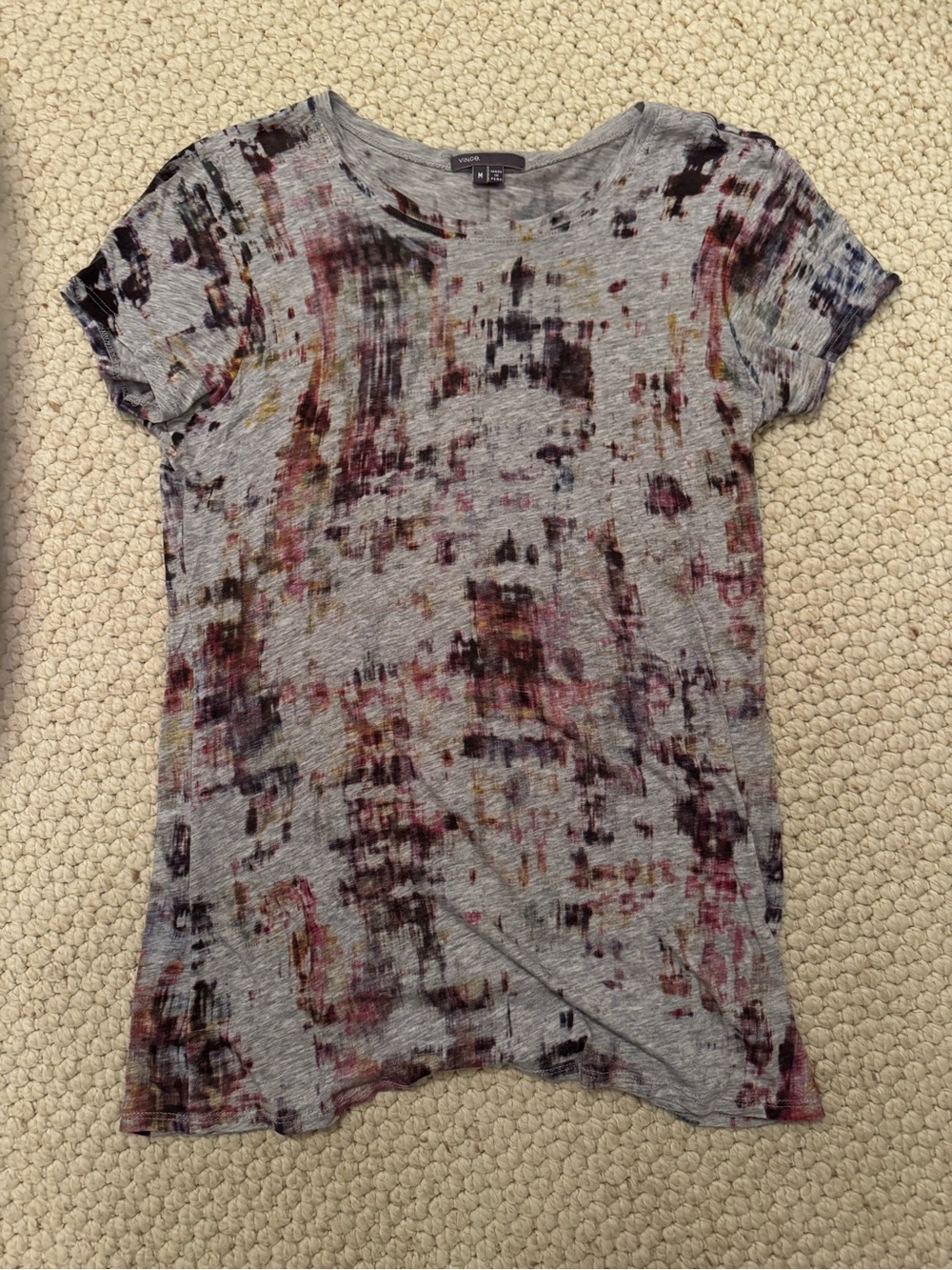 VINCE Grey Watercolor Tshirt-Medium